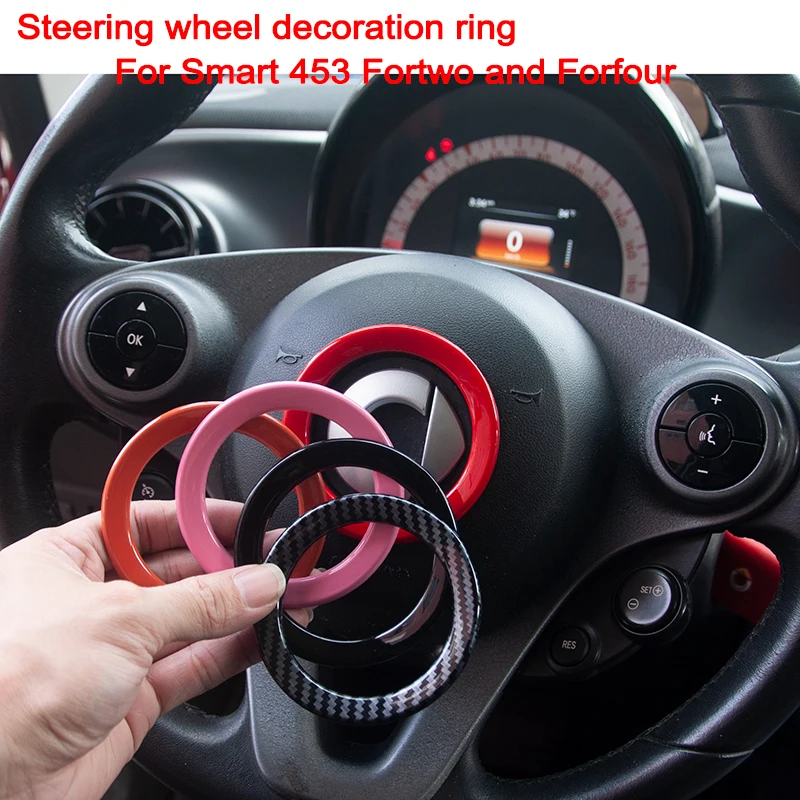 Car Steering Wheel Center Cap Decorative Ring Trim Cover Stickers For Smart 453 Fortwo Forfour W453 Interior Accessories Decora