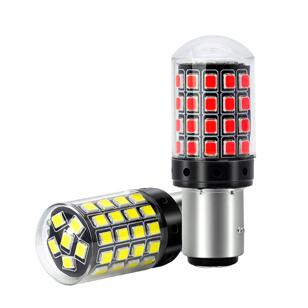 2* 9V-30V White/Red LED Car Reverse Lights Turn Signal Lights Bulbs Backup 1156/1157 54SMD LED Lamp Bulbs Universal