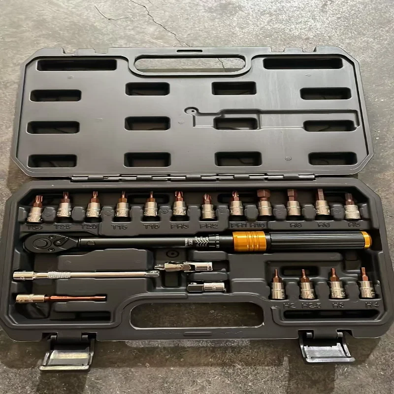 Random 14 Drive 2 25Nm Precise Double Scale Torque Wrench Set MTB Bike Socket Spanner Bicycle Motorcycle Ratchet Repair Toolbox