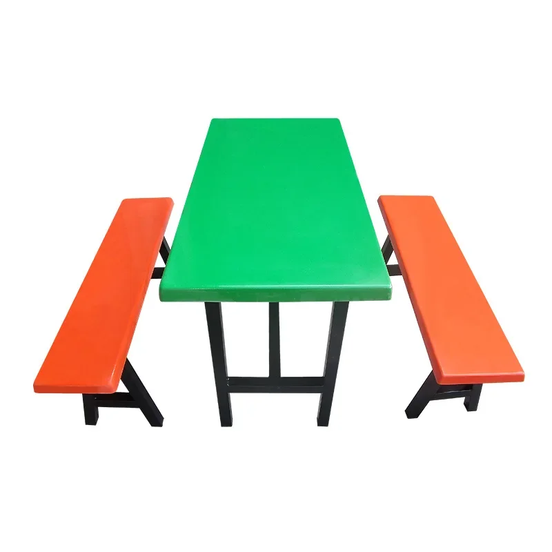 Dining hall, dining table and chairs, combination, fiberglass, split, thickened, 4 people, long shape