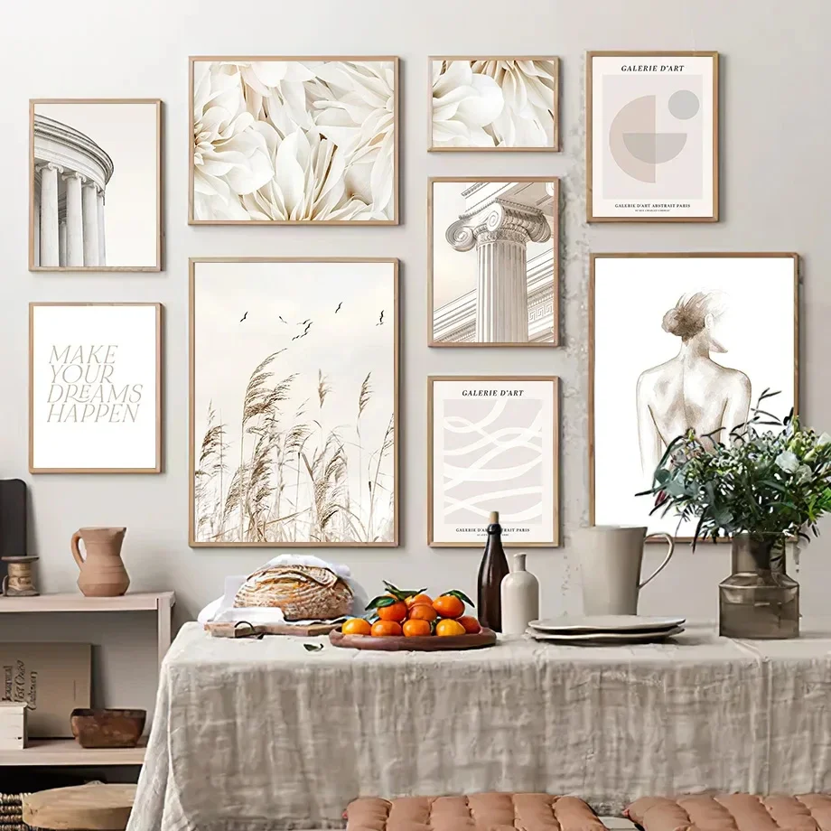 

Landscape Reed Grass Flower Column Girl Abstract Geometry Canvas Painting Wall Art Posters And Prints Living Room Home Decor