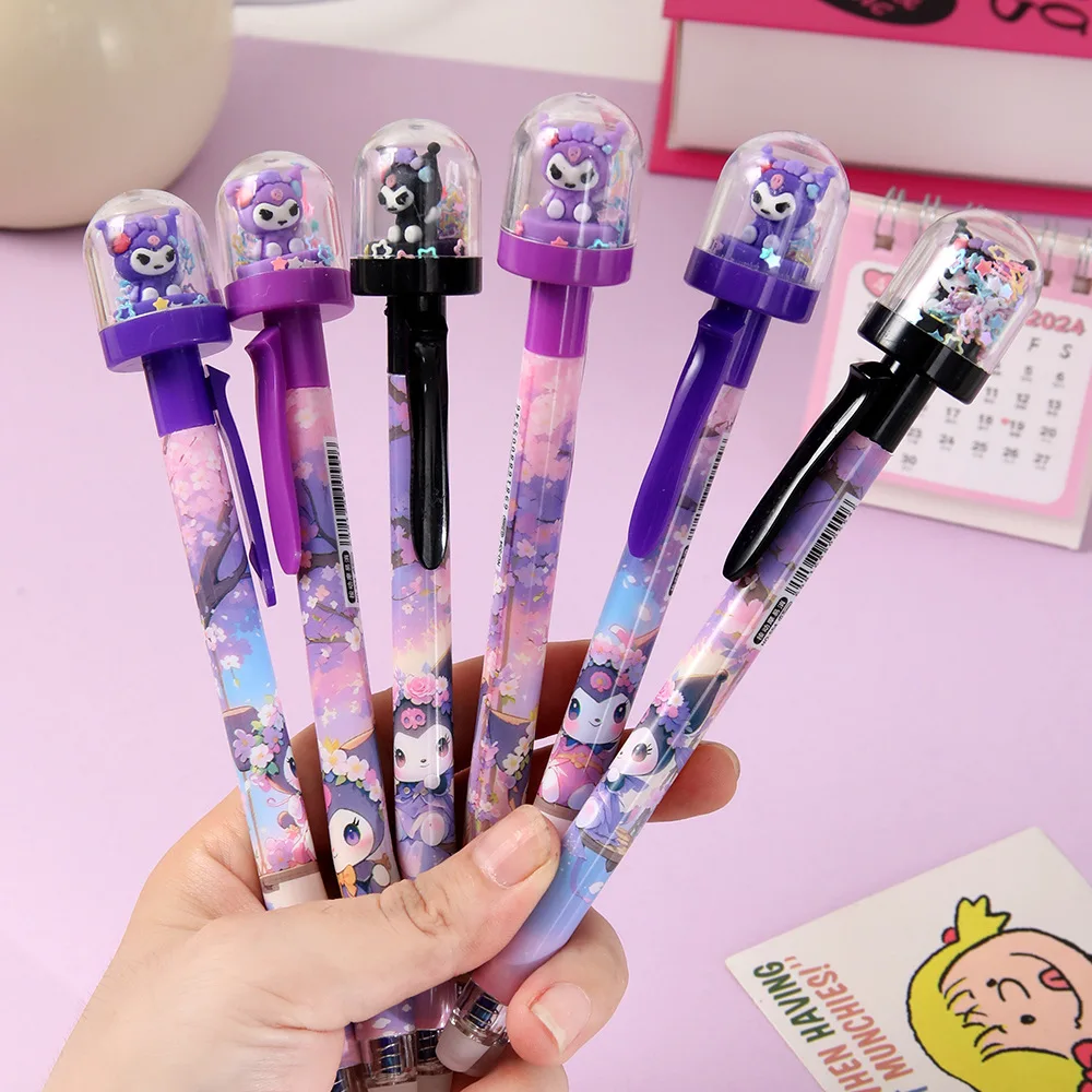 

6pcs kpop demon hunter Kuromi Ballpoint Pen 0.5mm School Student Stationery Draw Wrirte Mark Pen