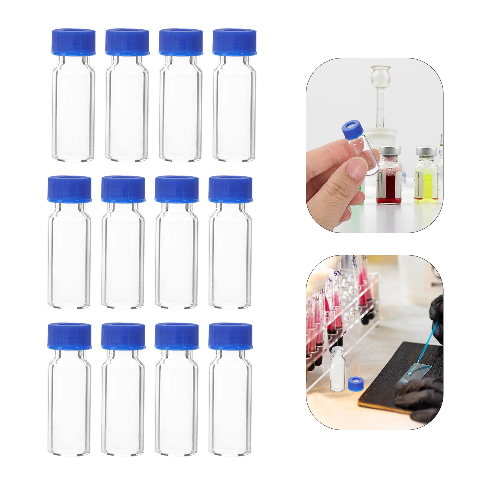 100Pcs 2Ml Small Glass Vials with Caps Clear Empty Vials for Sample Storage Resistant to Light and Leakage Flat Bottom Design