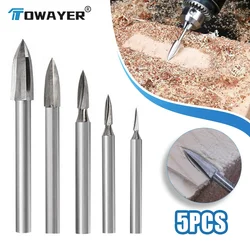 Wood Carving Drill Bit HSS Engraving Drill Bit Set Solid Carbide Steel Root Milling Grinder Burr Precise Carve Woodwork HandTool