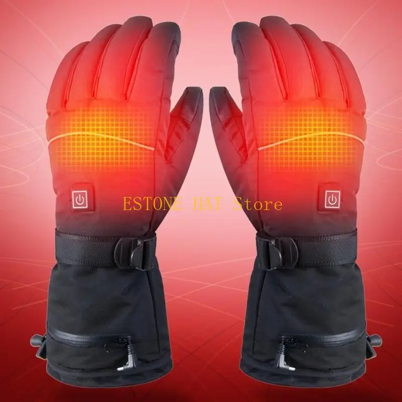 49MF Durable Snow Gloves Adjustable Heating Snowboarding Gloves for Winter Sports
