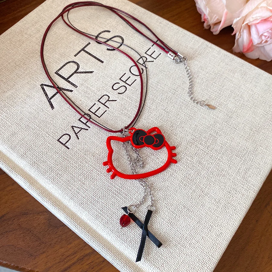 Kawaii HelloKitty мультяшные ожерелья аниме цепочки на ключицы шейные цепочки ожерелья свитера цепочки рождественские подарки для девочек друзей