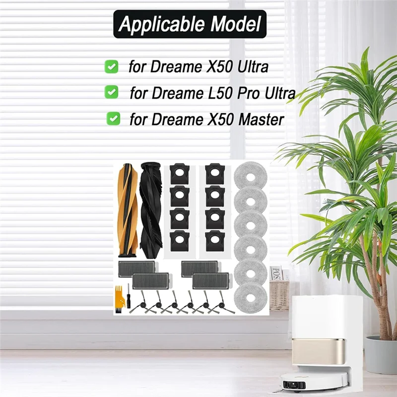 ABRG-Main Side Brush Hepa Filters Mop Pads Dust Bags Replacement Accessories For Dreame X50 Ultra Robot Vacuum Cleaner