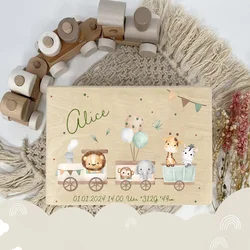 Personalisierte Baby-Erinnerungsbox. Geschenkidee zum 1. Geburts des Babys für eine Taufe oder die Geburt. Personalisierte Baby-Erinnerungsbox mit Namen