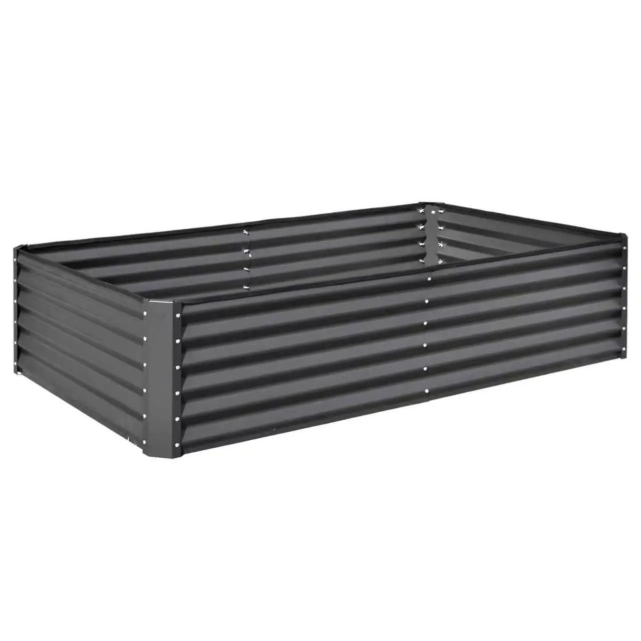 8X4X1.5 Ft Galvanized Raised Garden Bed, Outdoor Planter Garden Boxes Large Metal Planter Box, Grey