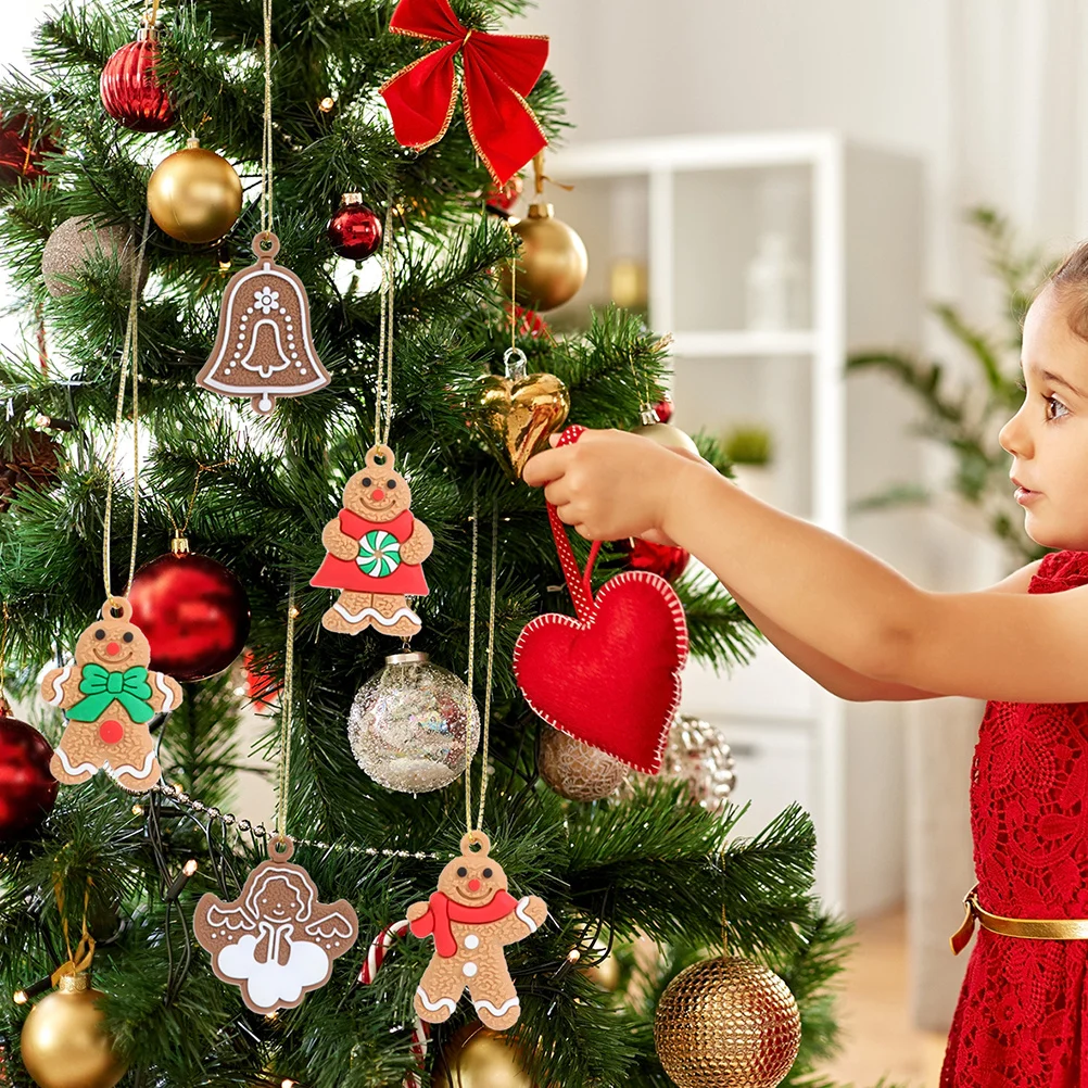 

1Set Christmas Tree Decoration PVC Snowflake Gingerbread Man Pendants for Xmas Tree Party Supplies Gingerbread Man Decor