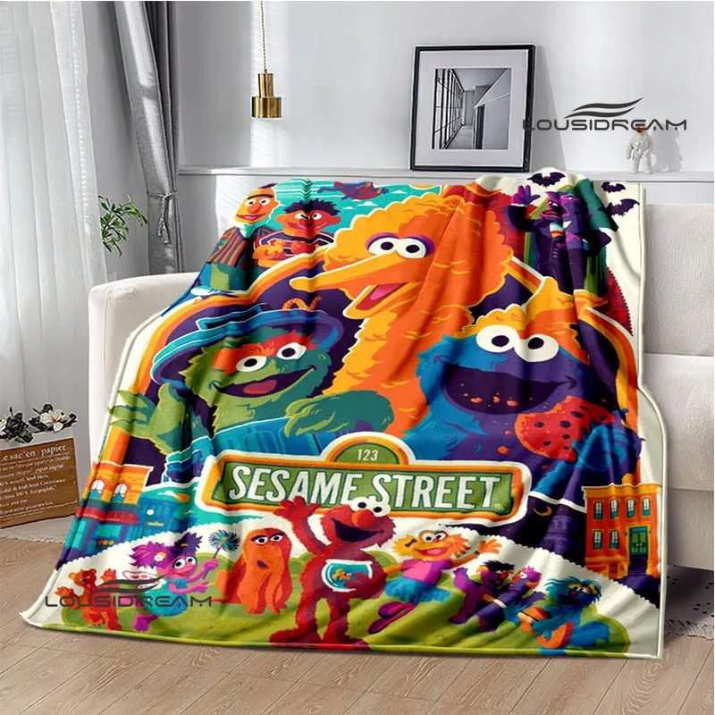 Sesame Street cartoon print blankets picnic blanket Warm Flannel blankets Soft and comfortable blanket bed linings Birthday Gift