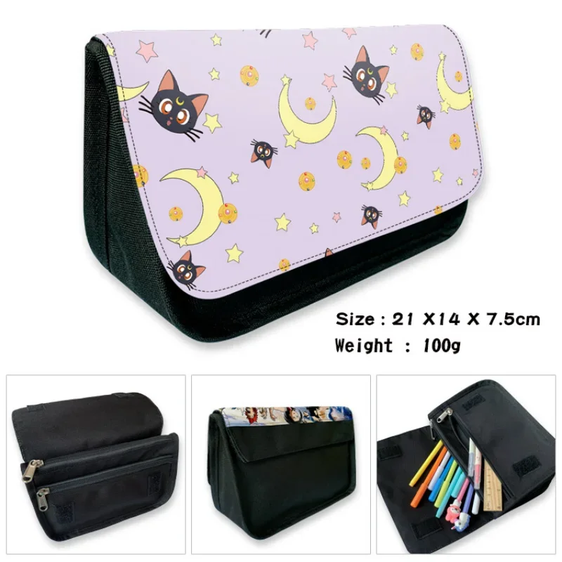

Sailor Moon Cartoon Anime Peripheral Student Pencil Case Large Capacity Canvas Zipper Pencil Box Wallet Children Cosmetic Bag