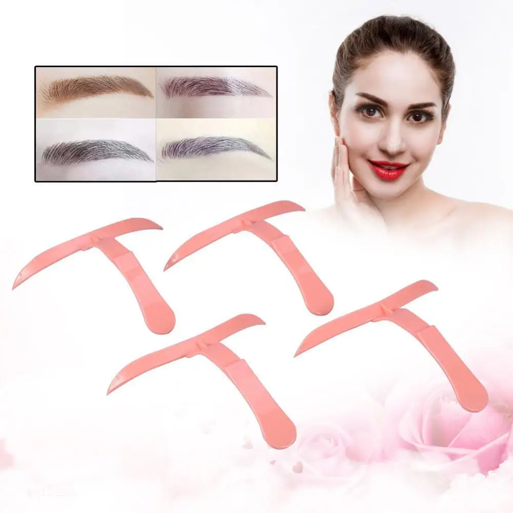 4 Eyebrow Shaper แม่แบบลายฉลุไม้บรรทัดคําจํากัดความเครื่องมือแต่งหน้า