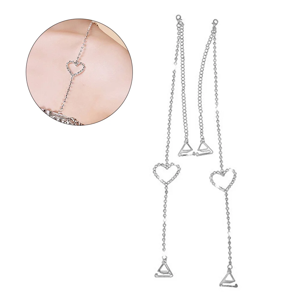 

Heart Design Decorative Bra Straps Dual Row Crystal Rhinestones Adjustable Length Fancy Strap Replacement for Lingerie Swimwear