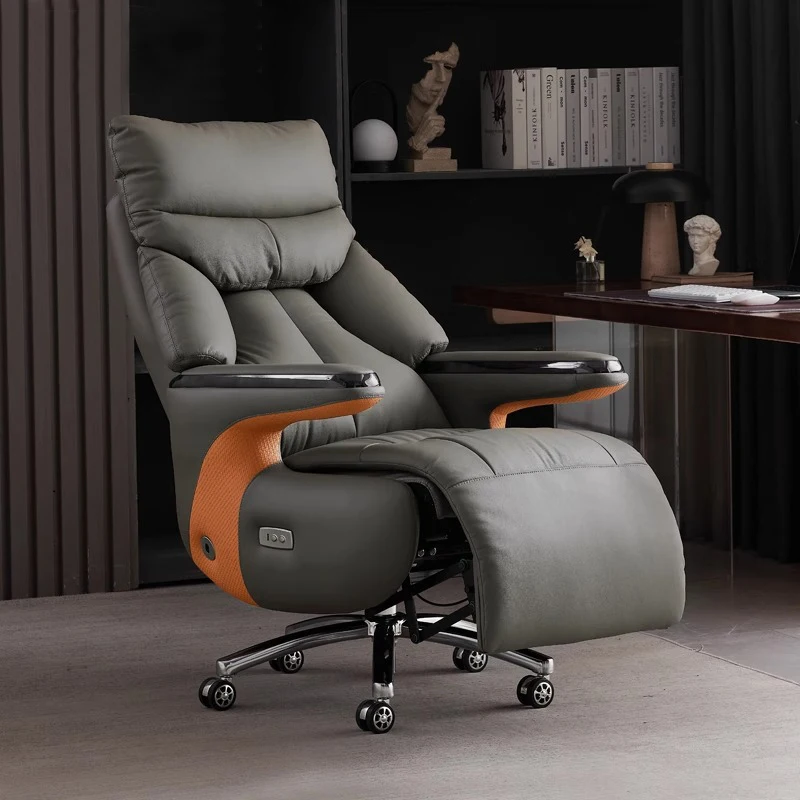 

Smart electric leather boss chair reclining nap massage ventilated office chair comfortable sedentary business president chair