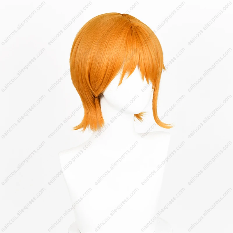 Nami Cosplay Wig 30cm Short Hair Orange Yellow Mixed Color Heat Resistant Synthetic Wig Halloween Party