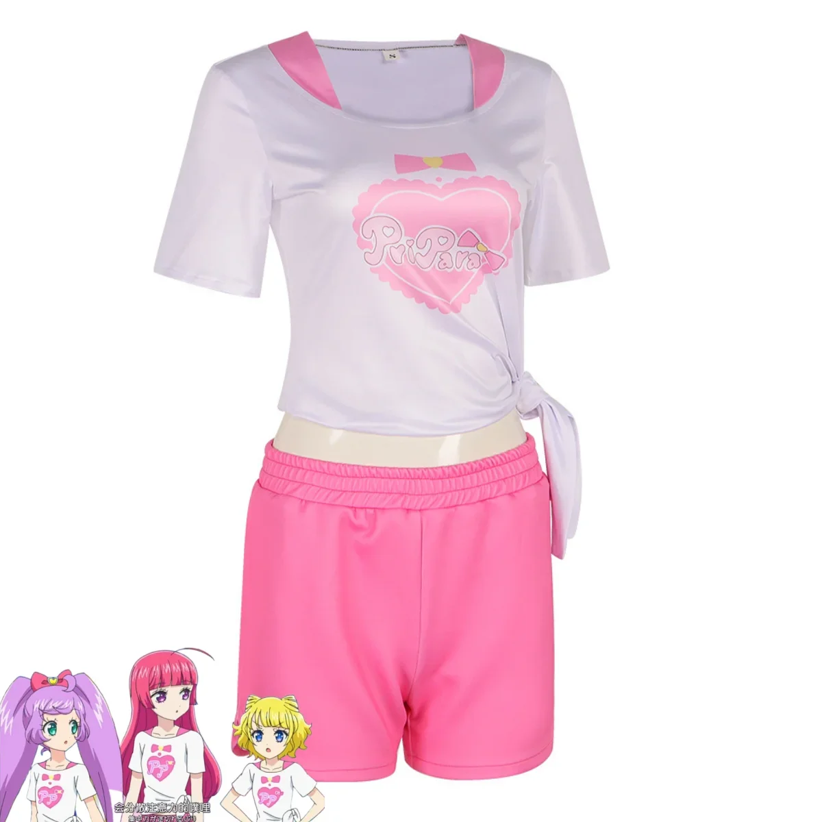 Anime Pripara Hojo Sophy Manaka Laala Minami Mirei SoLaMi♡SMILE Cosplay Costume T-shirt Shorts Wig Woman Sexy Lovely Daily Suit