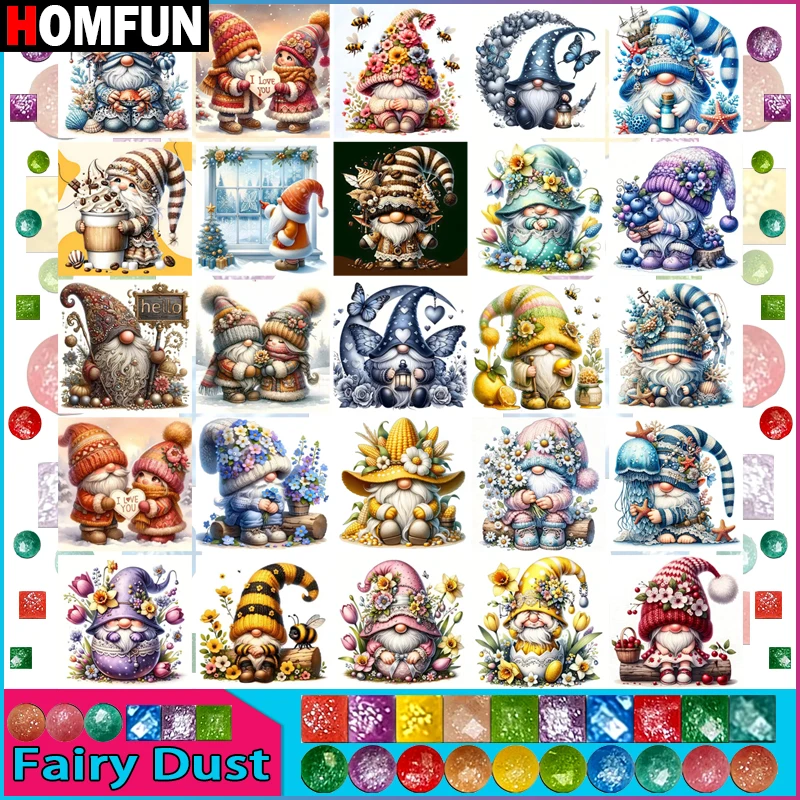 HOMFUN 5D Full Drill Diamond Painting – Cartoon Santa Hat Fairy Dust