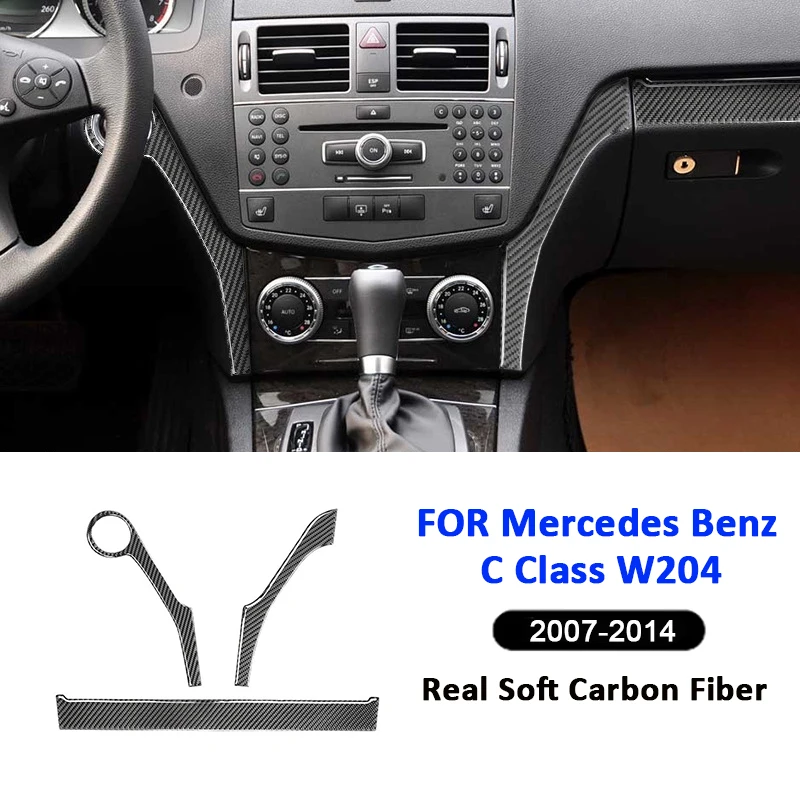 

For Mercedes Benz C Class W204 2007-2014 Carbon Fiber Car Central Control Instrument Panel Frame Trim Strips Decoration Sticker