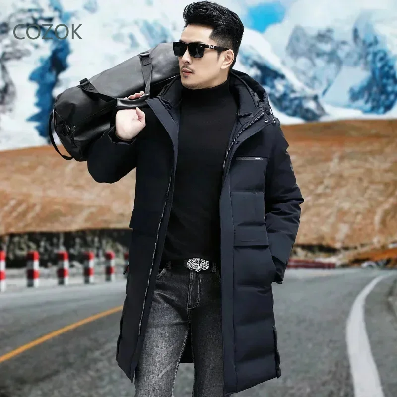 COZOK Down Jacket Warm Winter Men Designer Clothes Duck Long Padding 's Cold Coat Casual Man Sack