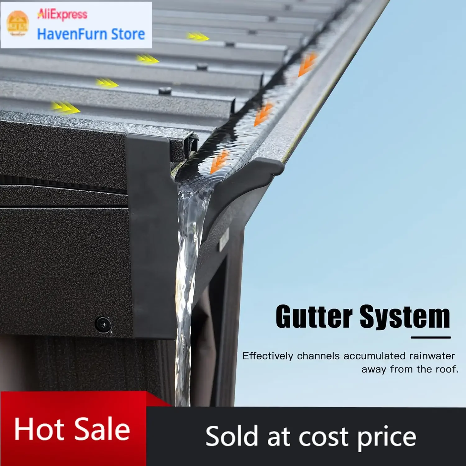 

Тент-беседка Domi 10x14 футов, пристенная беседка с жесткой крышей и наклонной кровлей из оцинкованной стали, алюминиевая.