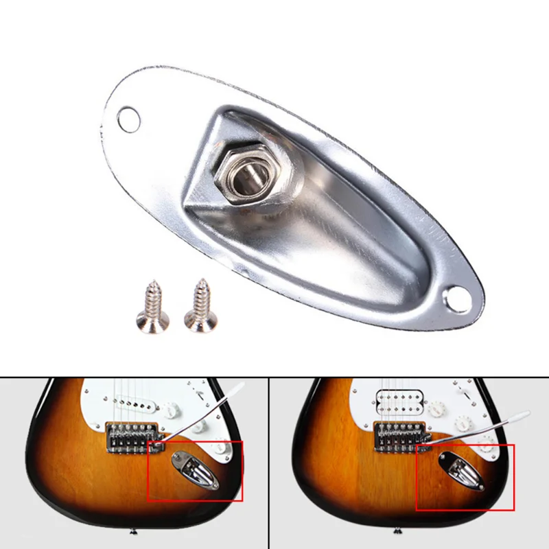 Reemplazo de placa de clavija de guitarra eléctrica Strat Stratocaster, Conector de Audio en forma de barco, Panel de enchufe, 6,35mm, 1/4\