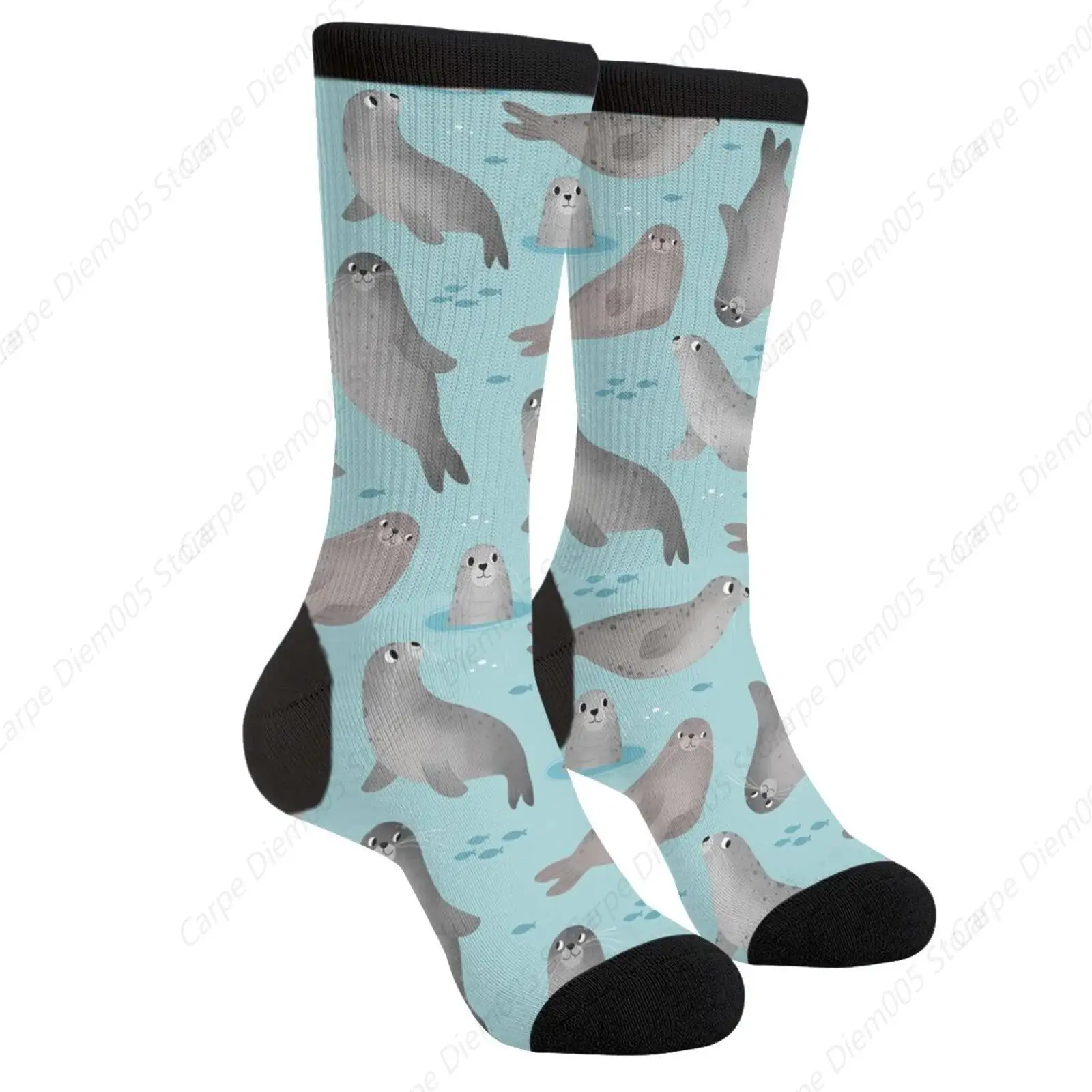 Cute Cartoon Seal Seals Casual Funny Funky Novelty Socks For Men Women