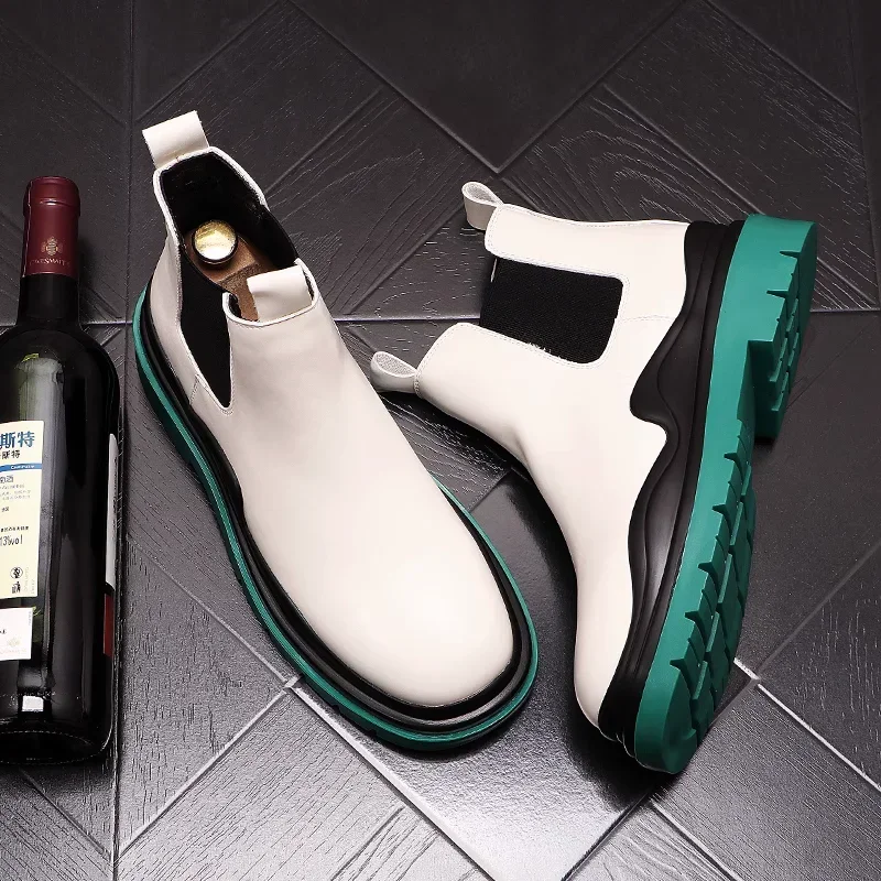 

Мужские ботинки «Челси», мужские кроссовки на платформе с увеличенным высоким берцем, зима-осень, мужские короткие ботинки на массивном каблуке