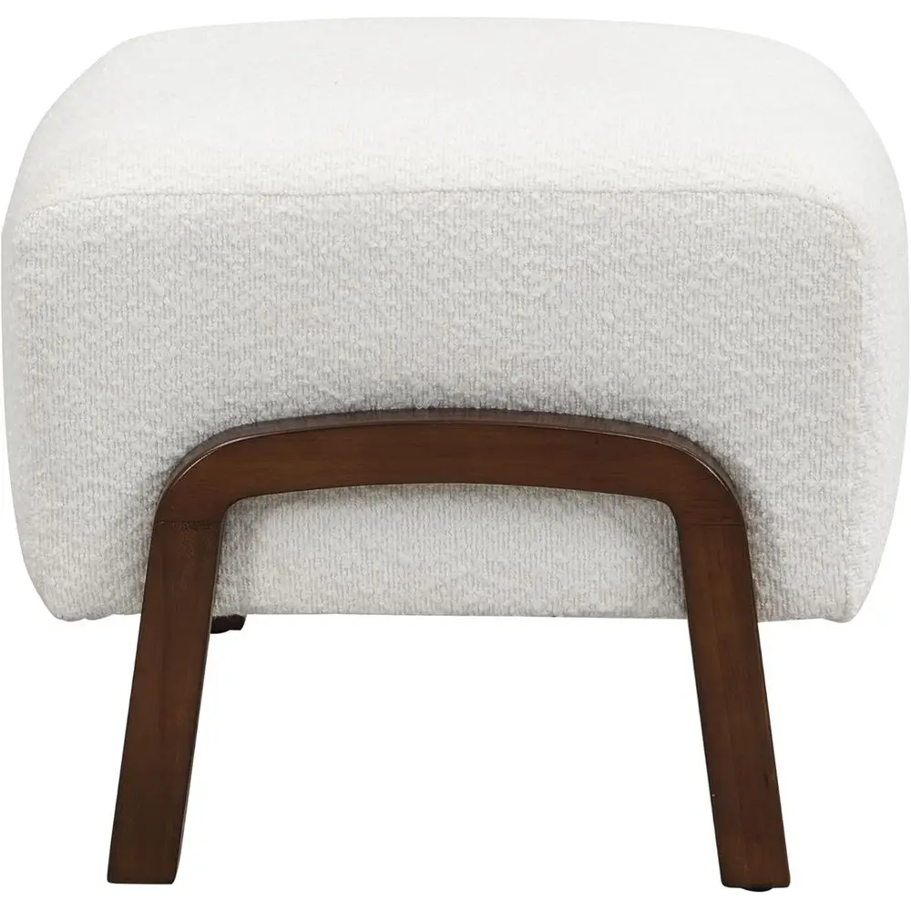 Moderner gepolsterter Ottoman-Stuhl mit Holzbeinen, weiß, 20 x 18,75 x 15,75, stilvolle Akzent-Fußstütze