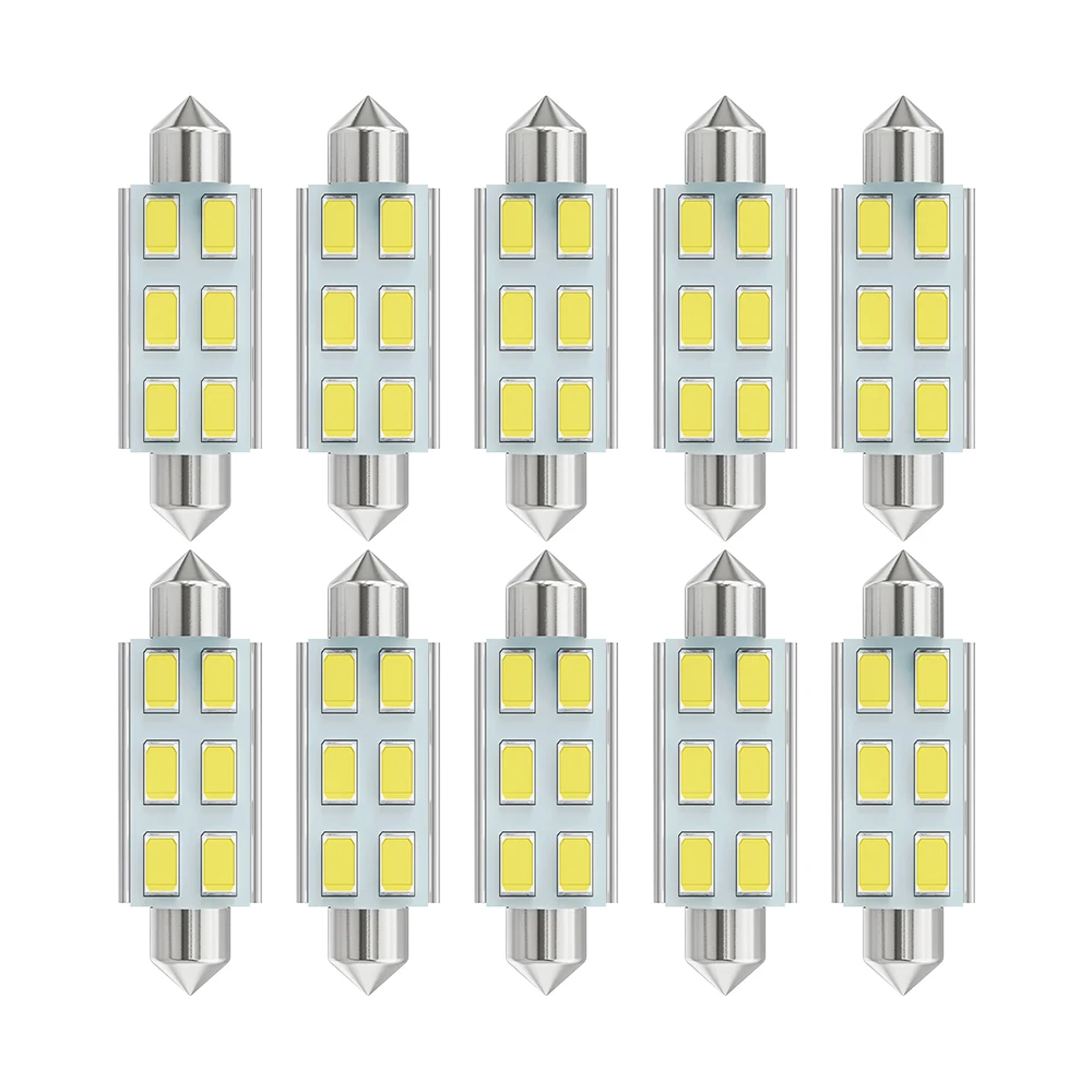 

10pcs Car Interior LED bulbs Festoon CANBUS 31mm 36mm 39mm 41mm C5W ERROR FREE 5630 5730 LED 6SMD Interior White 12V