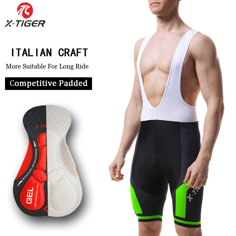 X-TIGER Cycling Bibs Shorts Summer Bike Breathable Men's 5D Gel Padded Bike Tights Triathlon Man Pro Licra Bicycle Shorts