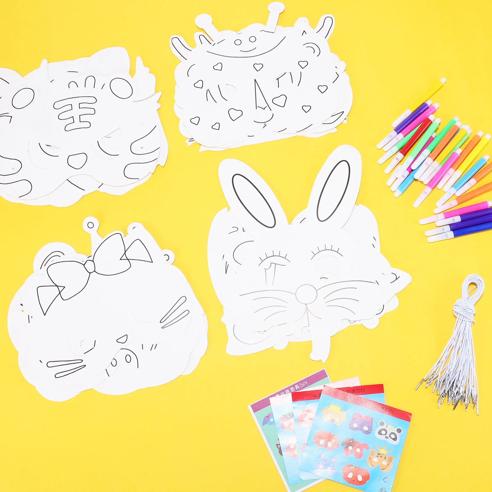 

1 set Mask Watercolor Pen Set Diy Unpainted Blank Masks For Women Carnival Masquerade Cosplay Party Festival Decorative