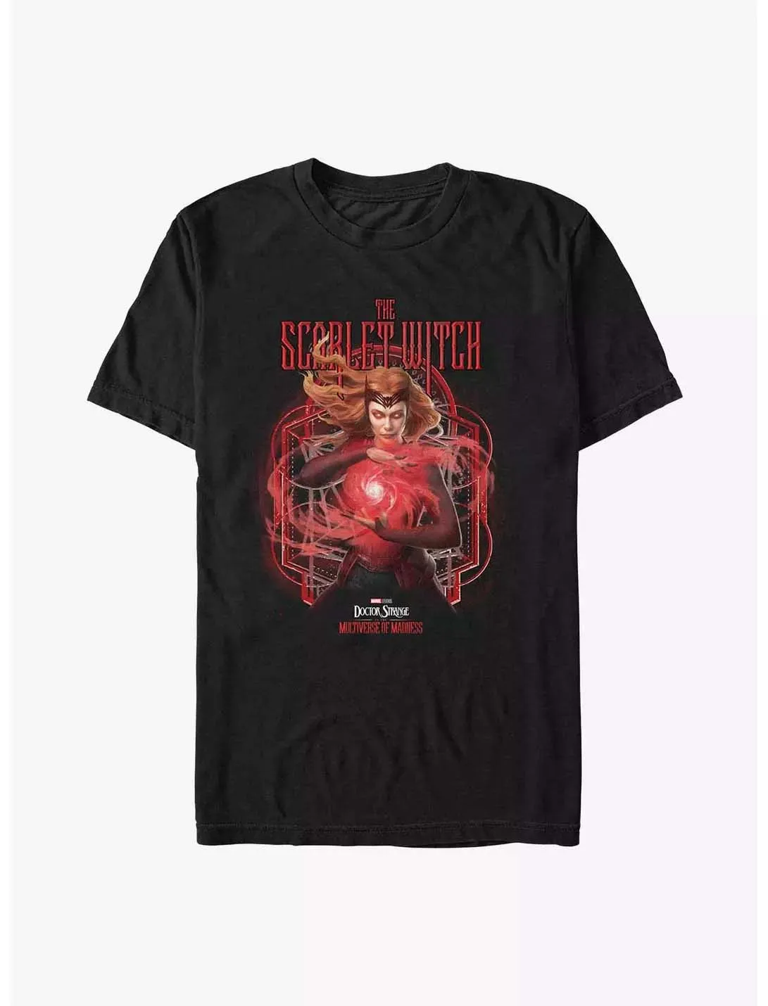 Marvel Genuine 2026 Crazy Scarlet Witch Print Camisetas holgadas de manga corta con cuello redondo de talla grande en el multiverso