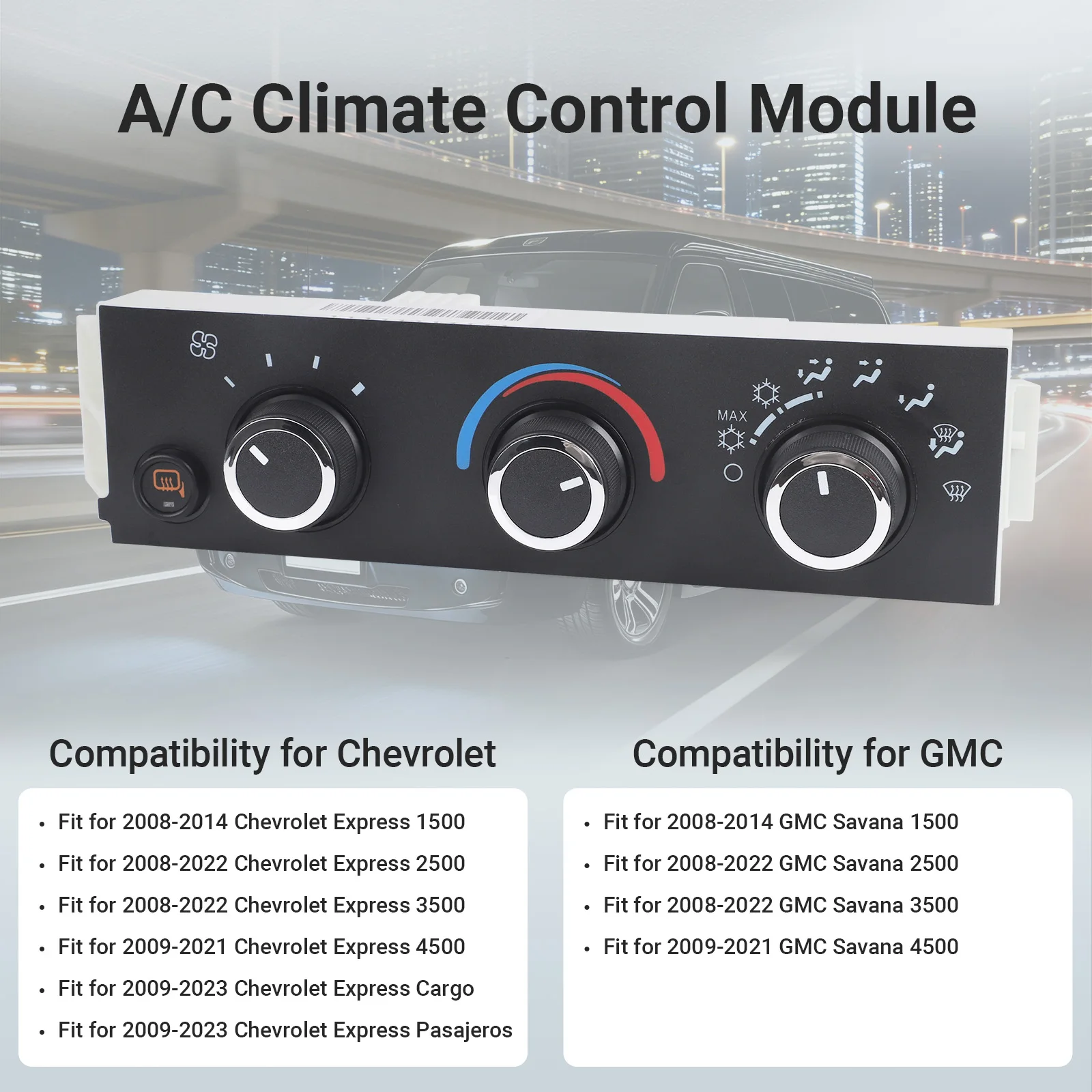 For Chevrolet Express Cargo Parsajeros GMC Savana 2500 3500 4500 Air Conditioning Panel Control Switch OE 599-294 15773679 4