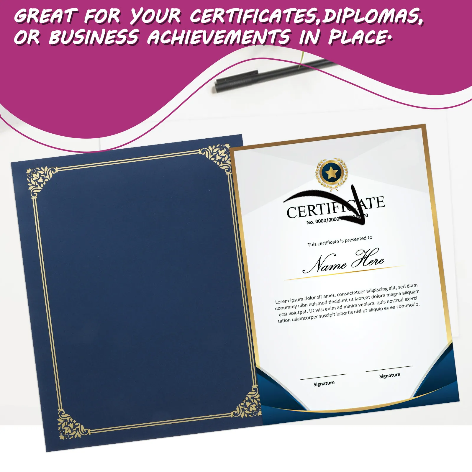 10Pcs Premium Paper Certificate Covers Elegant Diploma Holder for Graduation Awards Ceremonies Certificate Protector Cover