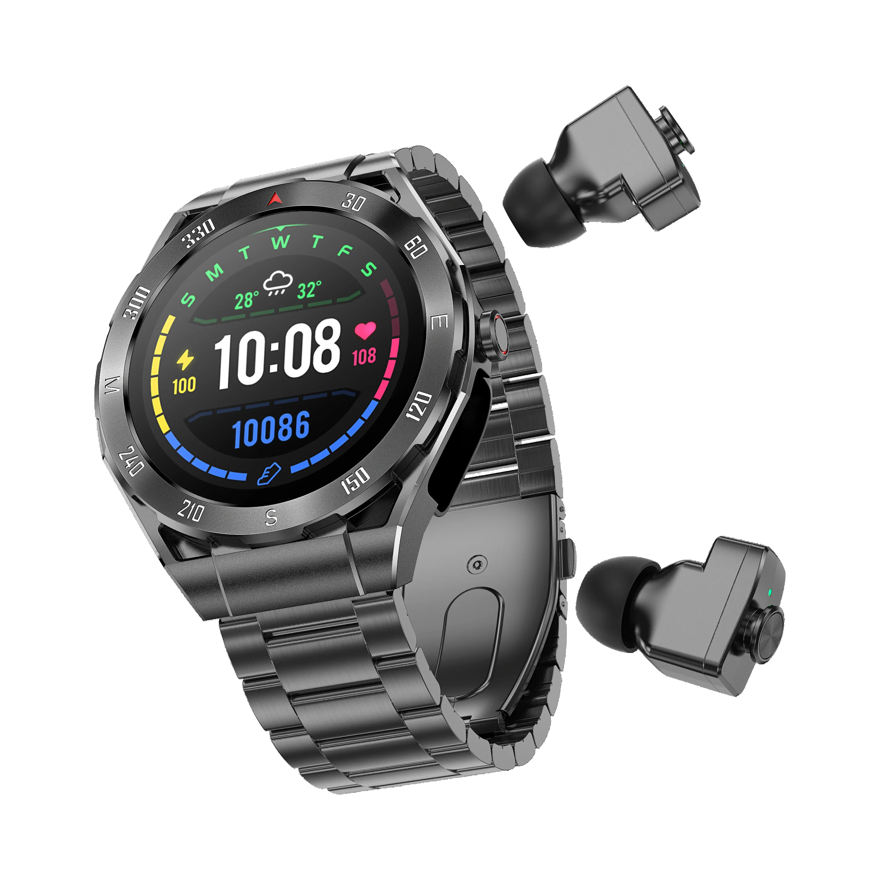 

F33 Fashion Smart Watches with TWS Earphones Health Monitoring Voice Call Touch Screen Sports Watch