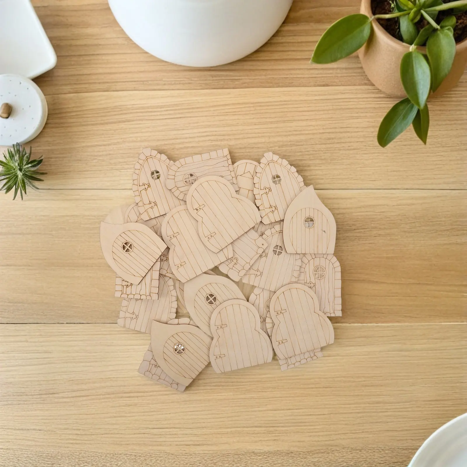 

24Pcs Wooden Fairy Door Unique Miniature Garden Decor Handpainted Mini Dollhouse Accessories Whimsical Cottage Entrance DIY