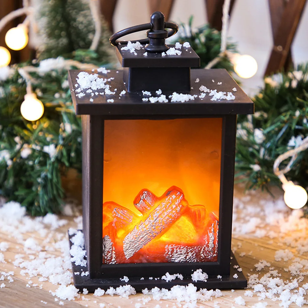 3D Decorative Fake Fireplace Lantern Creative LED Flame Night Light LED Simulated Fireplace Lamp for Festive Room Decor Birthday