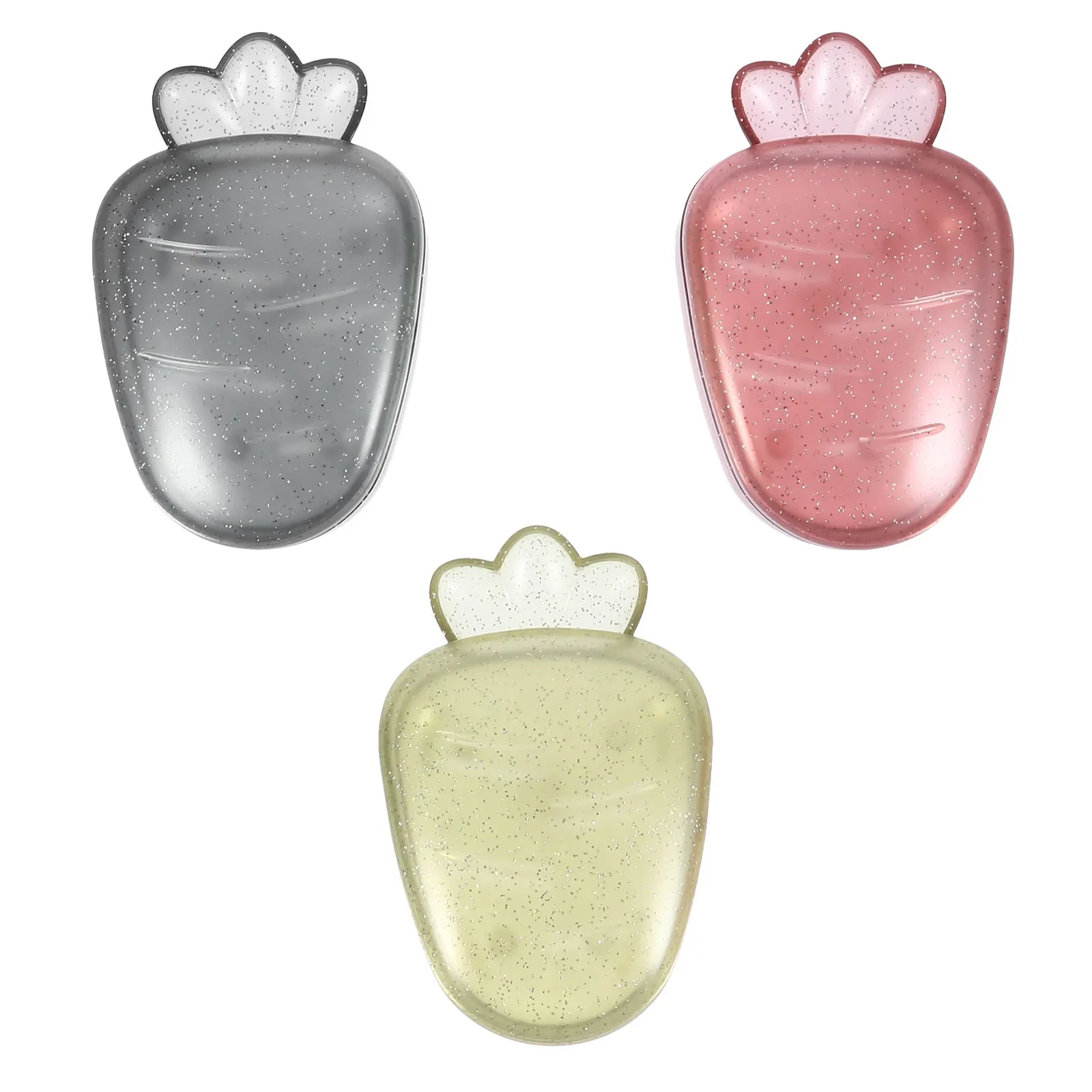

3pcs Soap Box Creative Cartoon Carrot Shape Double Drain Hollow Base Easy Clean Soap Dishes For Bathroom Kitchen