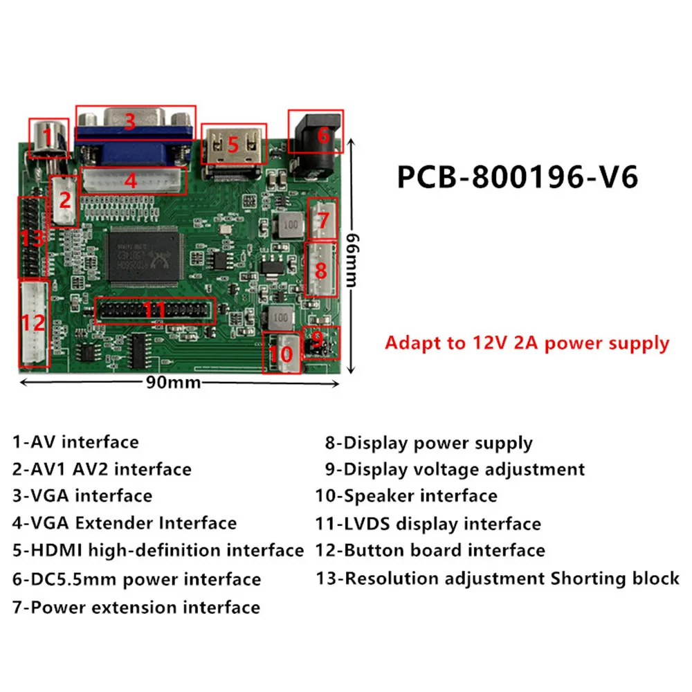 Imagem -06 - Polegada Faça Você Mesmo Monitor de Tela Lcd Vga 2av Hdmi-placa de Driver de Controle Compatível para Computador Tela Secundária Raspberry pi 14