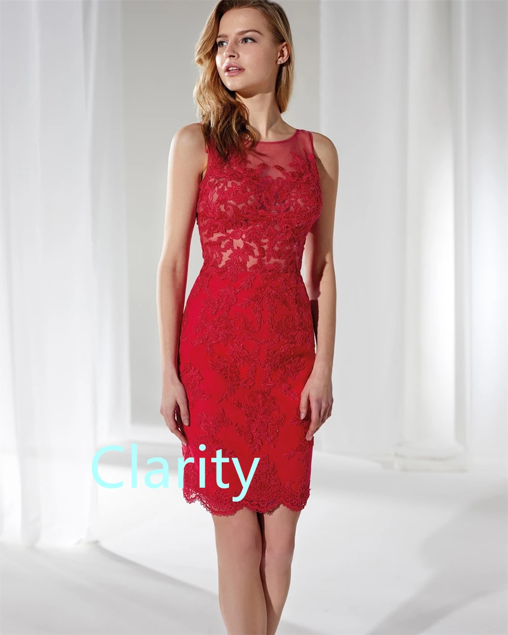 فساتين سهرة شيفون حمراء ساحرة مخصصة رائعة برقبة دائرية بدون أكمام لحفلات العودة للوطن فستان مثير للحفلات #5