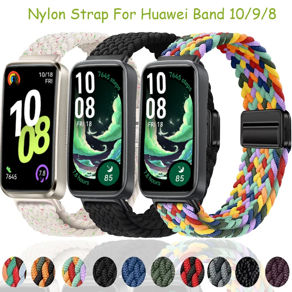 

Sports Nylon Strap For Huawei band 10 9 Braided Magnetic buckle wristband For Huawei band 8 9 10 Breathable Bracelet Accessories