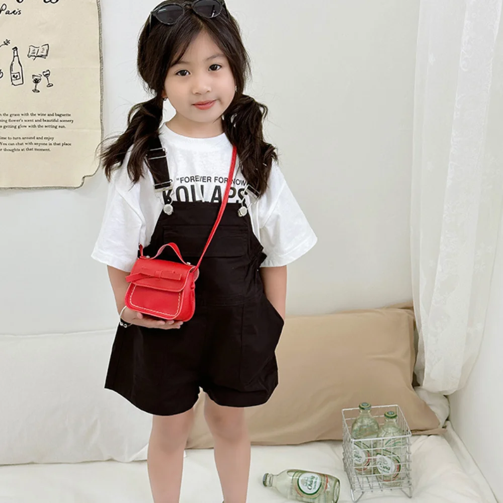 Portable PU Leather Bow Shoulder Bag Handbag Coin Purse Bow Crossbody Bag Wallet Solid Color Children Small Bag Girls