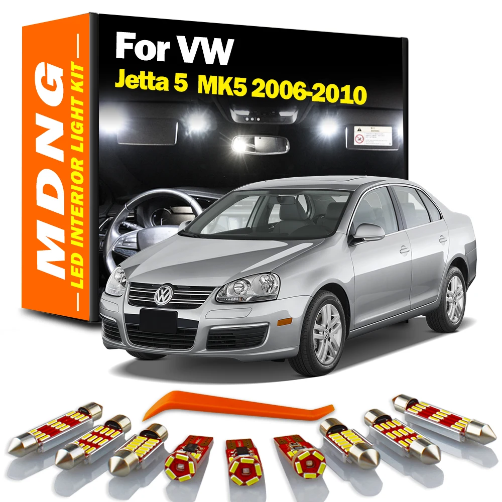MDNG 14Pcs Canbus Dla Volkswagen VW Jetta 5 MK5 2006 2007 2008 2009 2010 Żarówka LED Wnętrze Mapa Oświetlenie bagażnika Zestaw Akcesoria