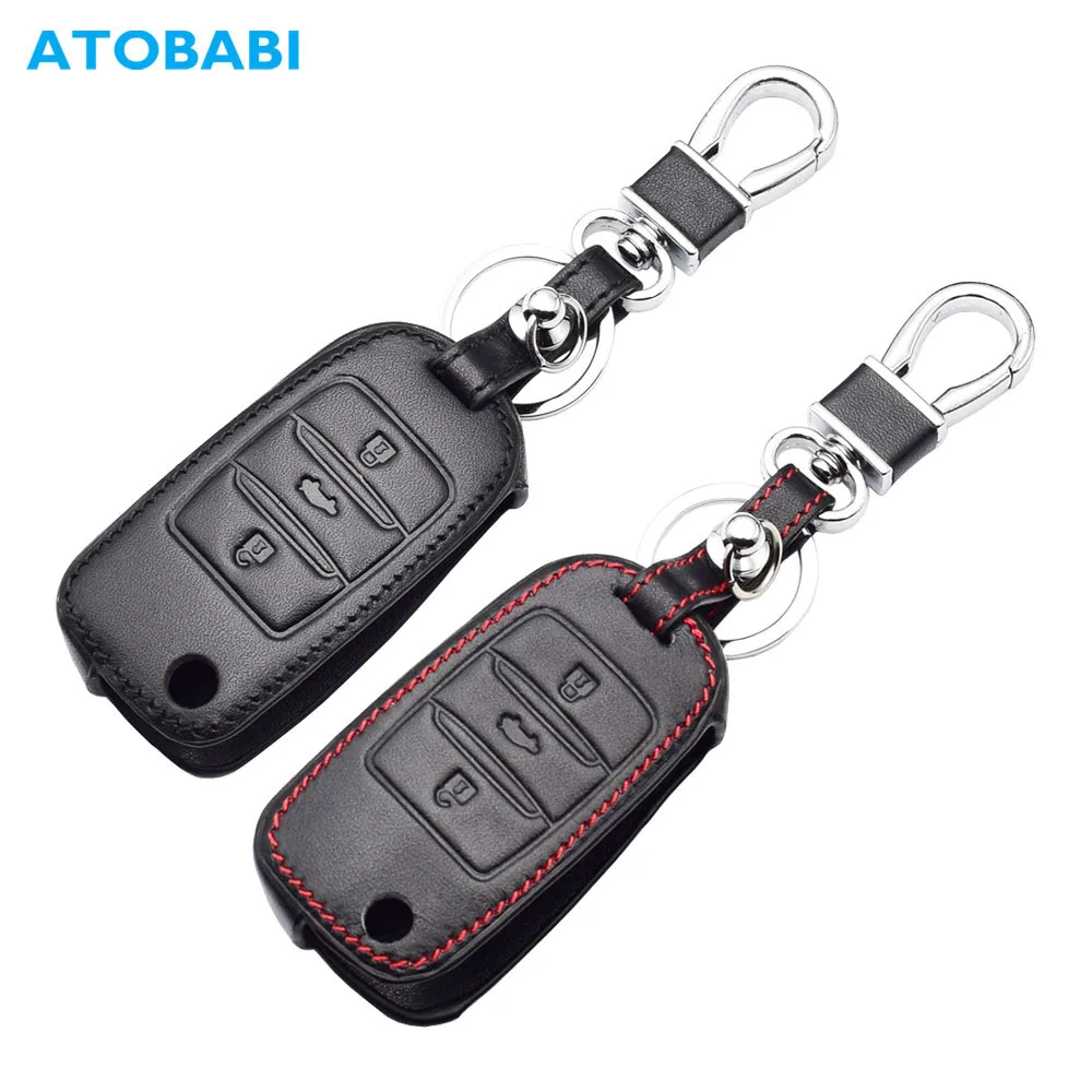 Leather Car Key Case For Changan CS75 EADO CS35 Raeton CS15 V3 V5 V7 Folding Remote Fob Shell Cove Auto Keychain Bag Accessory