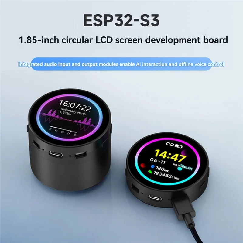 B04C-Deepseek AI Voice Chat Robot BOX ESP32-S3 พร้อมหน้าจอ LCD ทรงกลมขนาด 1.85 นิ้ว N16R8 บอร์ดพัฒนา ESP32-S3 หน้าจอสัมผัส LCD สำหรับ Xi