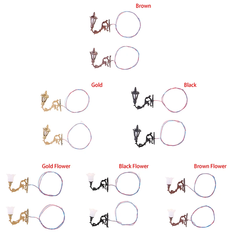2 szt. Antyczna 1:12 lampa ścienna do domku dla lalek DIY Model direcor zabawka akcesoria do domku dla lalek ogrodowy żyrandol piaskownica stołowa
