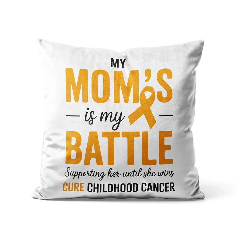 Gaslight Gatekeep Girlboss Childhood Cancer Awareness Pillow Cover Gold Ribbon Retro Groovy Wavy Design Cushion Case