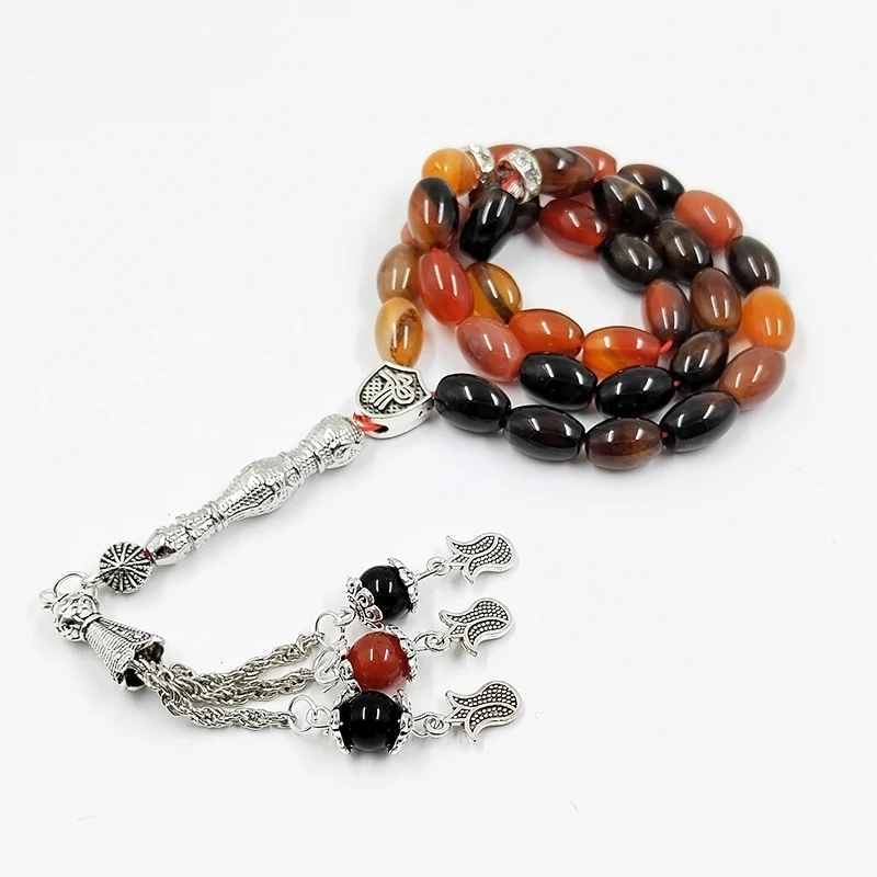 

Tasbih Natural agates Stone Muslim Man's gift bracelet arab fashion jewelry islamic prayer beads misbaha