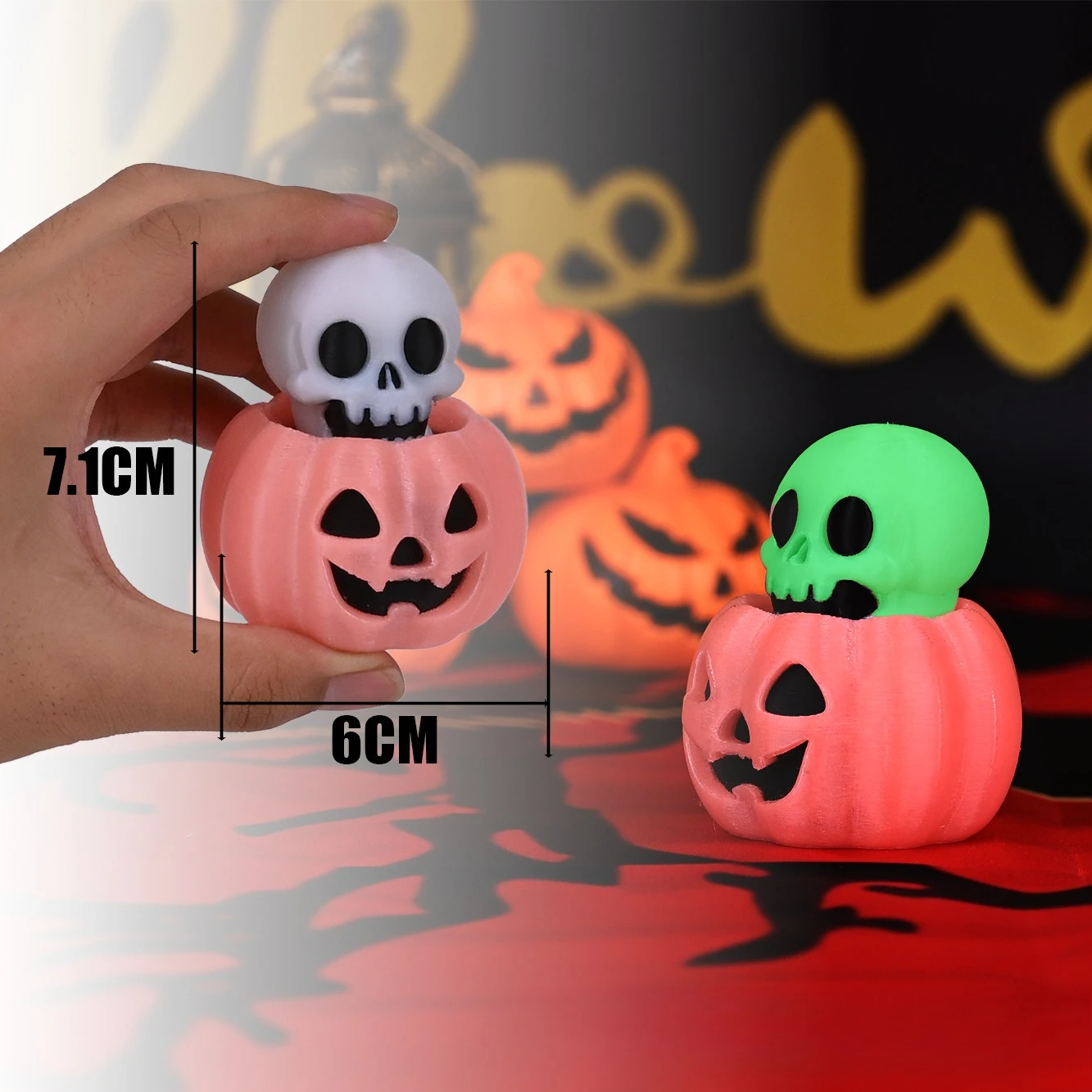 Świecące w ciemności Halloweenowe zabawki antystresowe: mięciutka dynia, duch, fluorescencyjna czaszka, szkielet, piłka antystresowa do ściskania, horror, fidget.